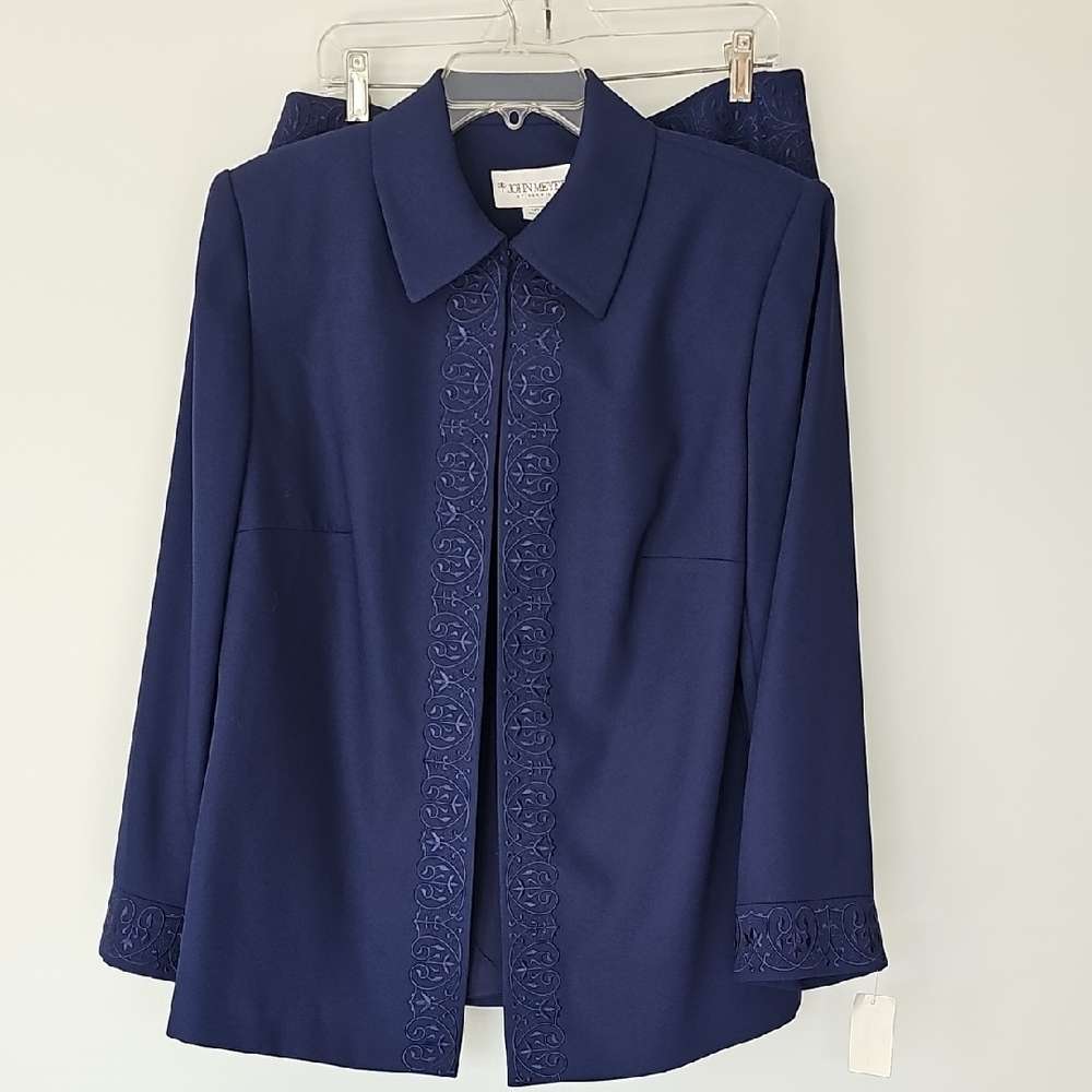 Vintage John Meyer Elegant Navy Blue Jacket/Blazer and Skirt Set